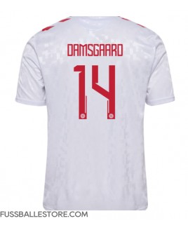 Günstige Dänemark Mikkel Damsgaard #14 Auswärtstrikot EM 2024 Kurzarm